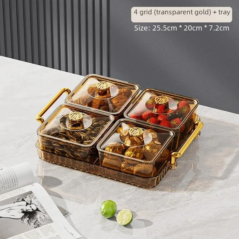 Transparent gold four grid + tray