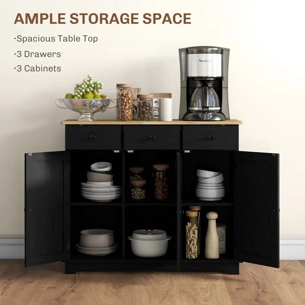 Modern side panel buffet cabinets with adjustable shelves and drawers