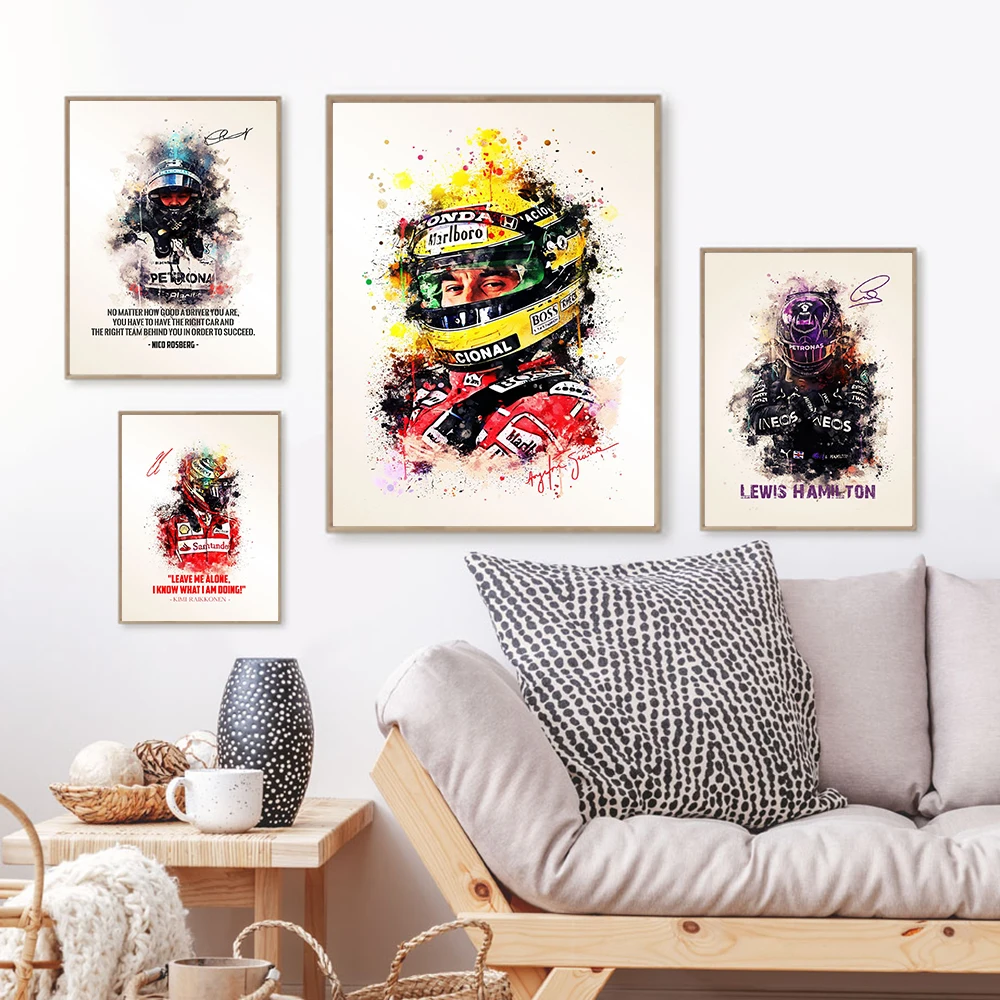 Ayrton Senna Racing Suit Print Poster Modern Graffiti F1 Wall Art Canvas Painting Retro Picture For Living Room Decoration