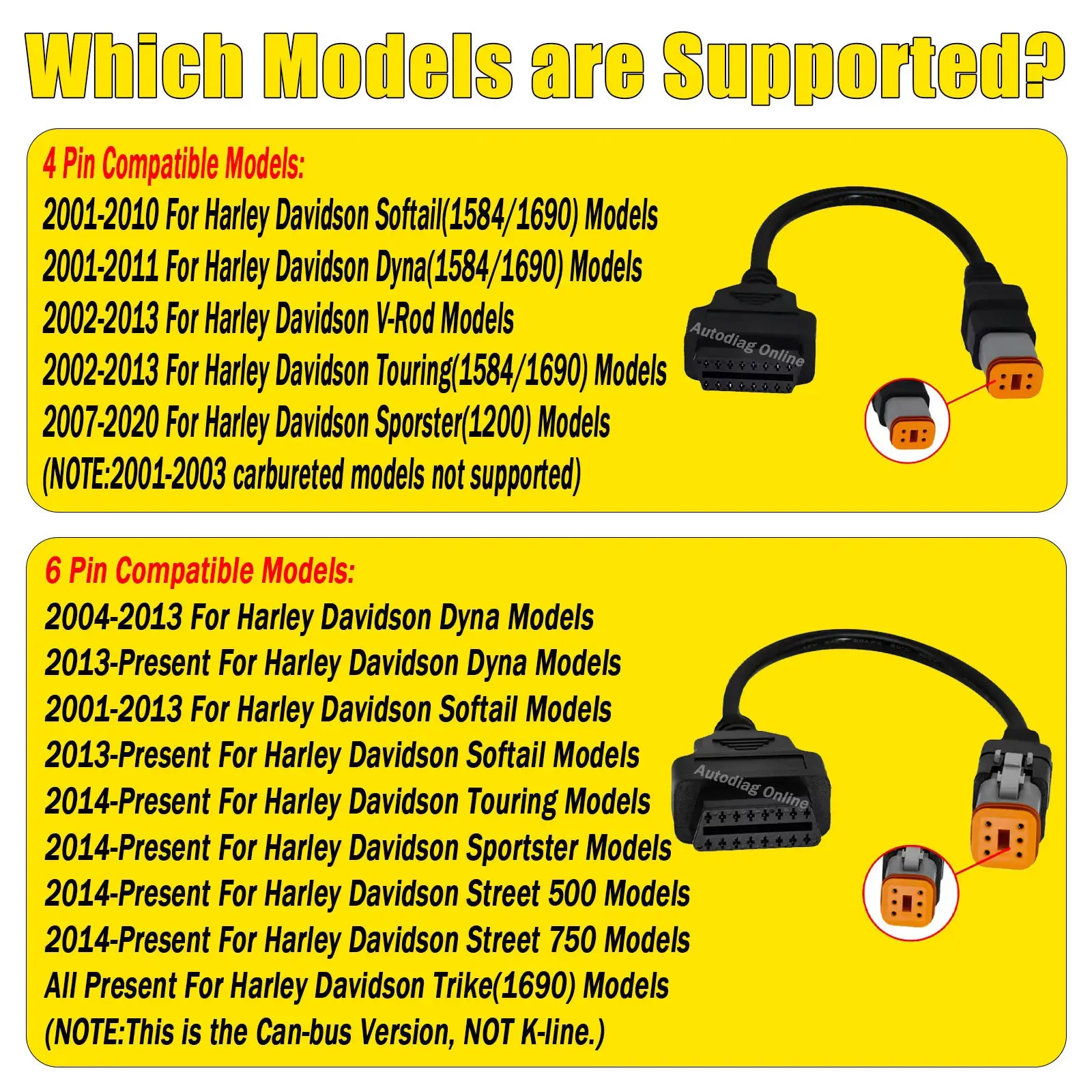 Motorrad OBD2 Kabel Für Honda/Suzuki/Harley 4/6Pin Moto 2 in 1 OBD2 Scan verbinden Kabel Für Yamaha/Kawasaki OBD2 Adapter Kabel – Detail 13