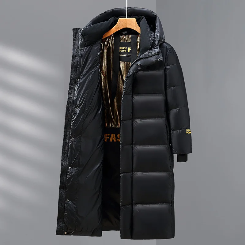 ZOZOWANG Winter Men's Hooded Warm Long Parkas White Duck Down Jacket Coat Men Outwear Casual Vintage Outfits Warm Clothes
