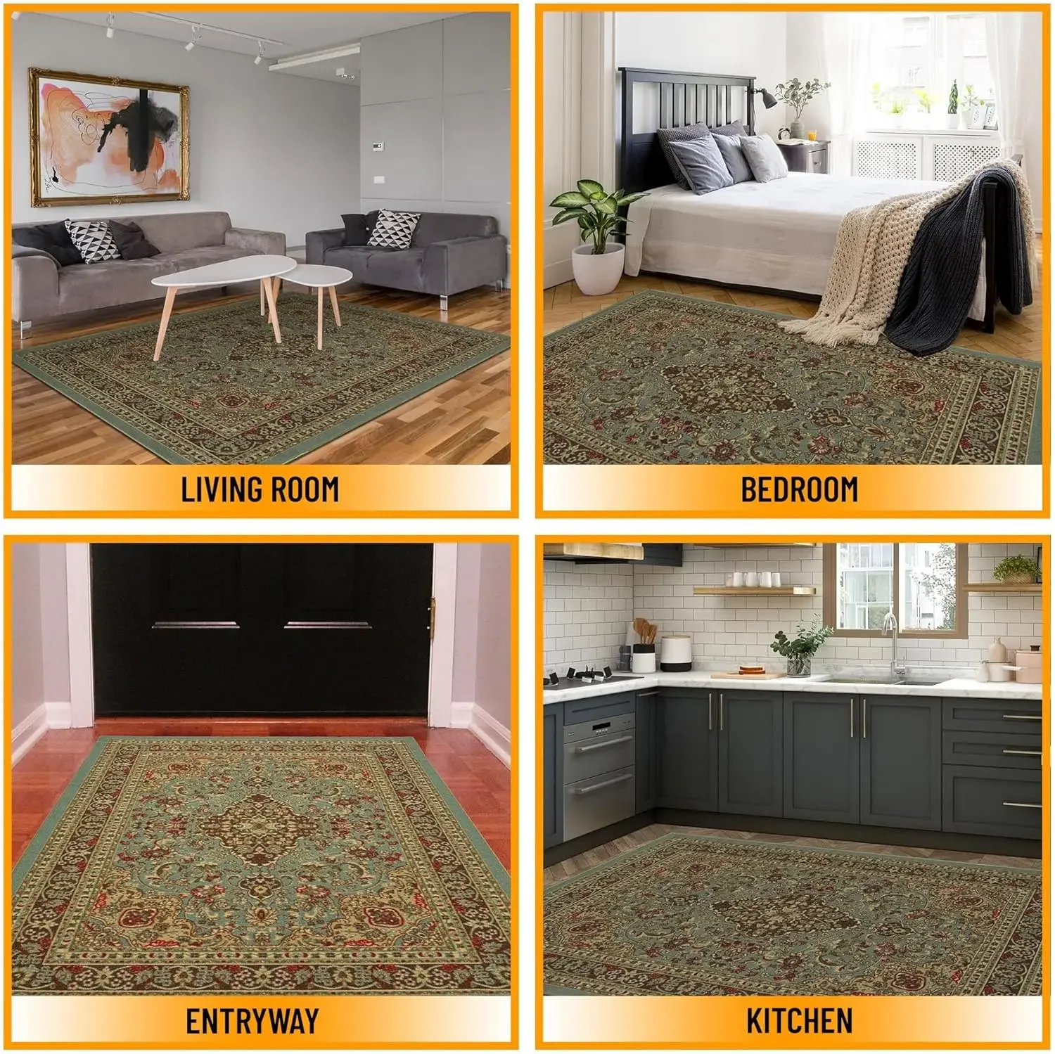 Persian Retro Style Imitation Cashmere Carpet Washable Foldable Entry Door Mat Living Room Bedroom Bed Soft Mat