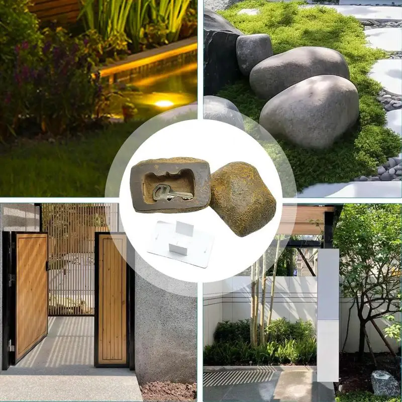 Key Holder Stone Weather Resistant Secret Key Holder Secret Compartments Diversion Safes Realistic Garden Ornaments For Family