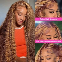 30 36 pouces bouclés mettre en évidence perruque cheveux humains miel blond 13x4 dentelle avant vague profonde 13x6 Hd dentelle frontale perruque brésilienne pour les femmes 4