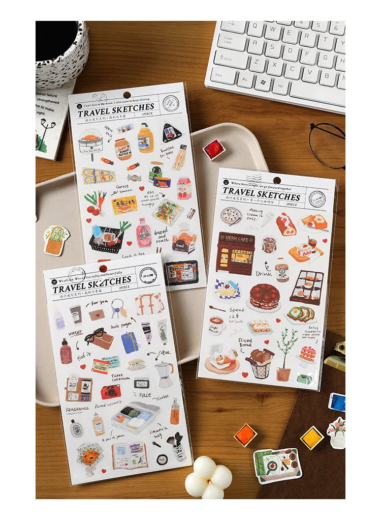 1 teil/los Kawaii Sammelalbum Aufkleber Kennzeichnung Tourismus Skizzen Scrapbooking Liefert Planer Dekorative Handwerk Schreibwaren Aufkleber – Detail 10