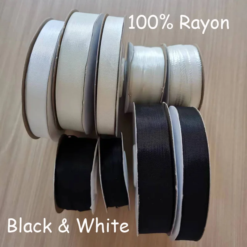 Soft-Smooth-Pliable-Rayon-Ribbon-Black-White-20mm-13mm-7mm-3-5mm-for ...