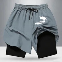 Shorts Puma 2-en-1 pour Homme, Parodie du Roi Lion Pumba, Été 2026, Séchage Rapide, Athlétique, Entraînement, Course à Pied avec Doublure, Streetwear 5