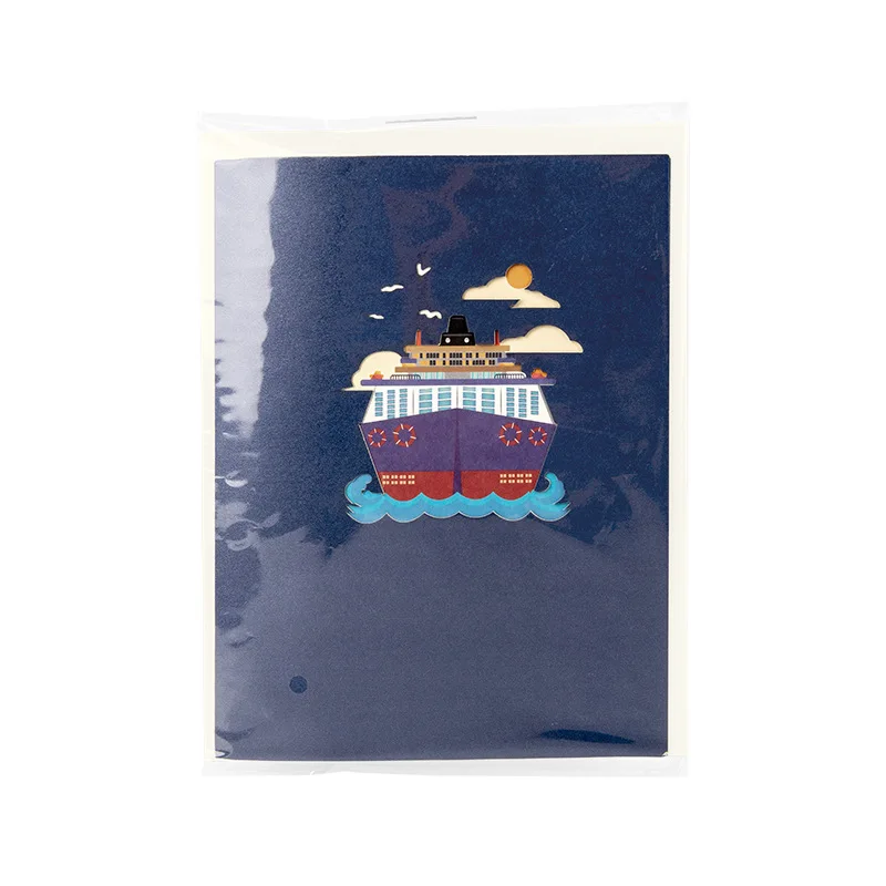 Pop up original creative three-dimensional greeting card 3D handmade paper carving folding card gift for deep-sea cruise ship