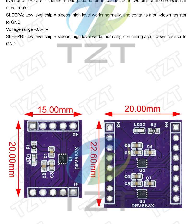 DRV8837 DC-Motorantriebsmodul 1-Kanal und 2-Kanal 1,8A Schrittmotor-Antriebsplatine – Detail 2