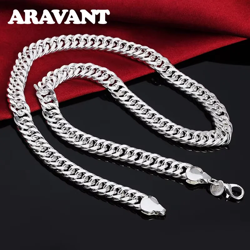 Aravant 925 Sterling Silber 6MM 7MM 10MM Ketten-Halsketten-Armband-Set für Männer und Frauen, modischer Hochzeitsschmuck – Detail 2