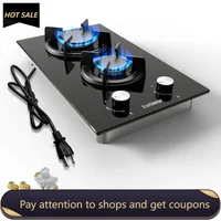 Gas Cooktop 2 Burner Propane Cooktop, 12 Inch LPG/NG Dual Fuel Gas Stove Top, Built-in Tempered Glass Gas Cooktop for Apartment 1