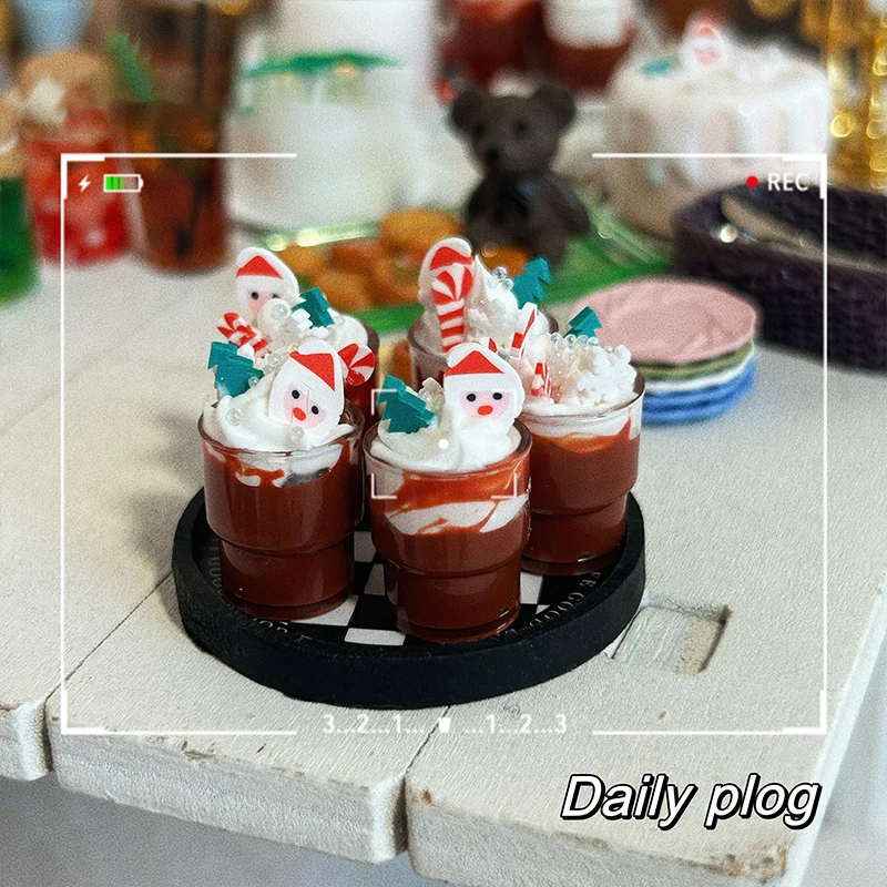 1/12 Dollhouse Miniature Christmas Chocolate Drink Model For Doll House Decoration Accessories Kids Pretend Play Toys 2