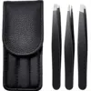 Tweezers Set 3pcs Premium Stainless Steel Eyebrow Precision Sharp Tip Tweezers for Body Ingrown and Facial Hair Removal 3