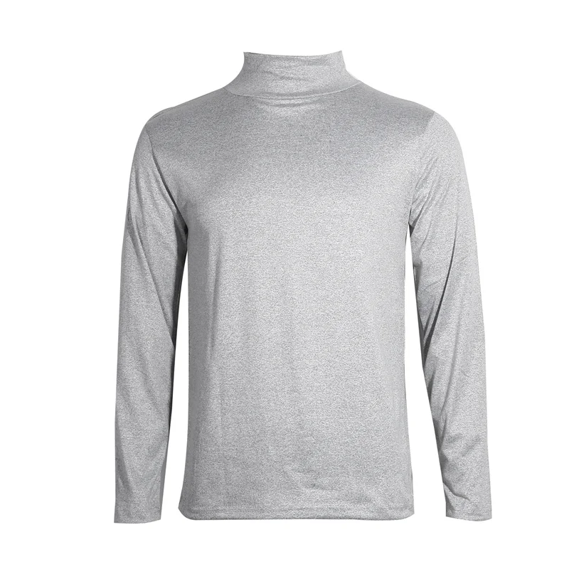 Men's High Neck T-shirts Fashion Solid Slim Long Sleeve T-shirt Male Long Sleeve Basic Bottoming Shirt Fashion Slim-Fit Tops - 6