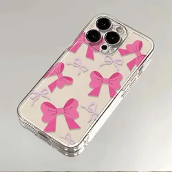 Chic Pink Bow Transparent Phone Case - Stylish Protective Cover - Galaxy S25Plus (-1)