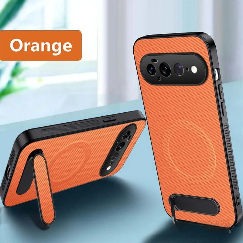 Carbon Fiber Pattern PU Leather Case with Magnetic Back Stand
