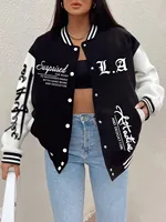 Plus Surprise Road Los Angeles Prints Coats Womens Loose Baseball Jersey Fleece Warm Comfortable Jackets Casual Pocket Clothes