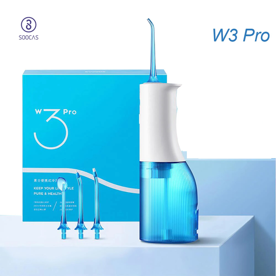 SOOCAS W3 Pro Water Flosser Teeth 4 Type Nozzle Cleaner Oral Irrigator Type-c Rechargeable Cleaner 7 Modes Water Tank Removeable