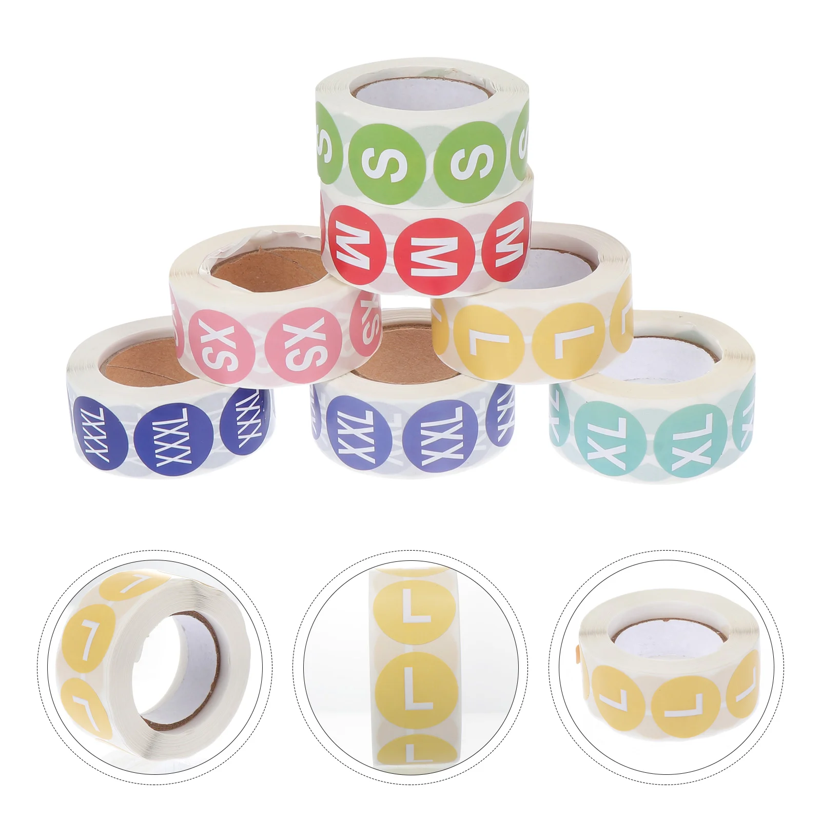 

7 Rolls of Clothes Size Sticker Round Label Practical Apparel Size Labeling