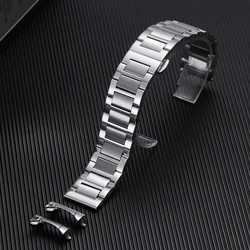 Universal Stainless Steel Curved End Bracelet Watch Strap - 22mm (Silver)