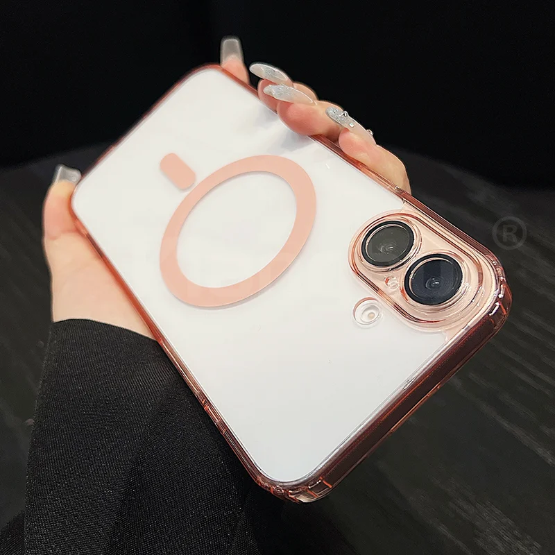 Transparent Luxury Magnetic MagSafe Case - Candy Color Hybrid TPU Shell