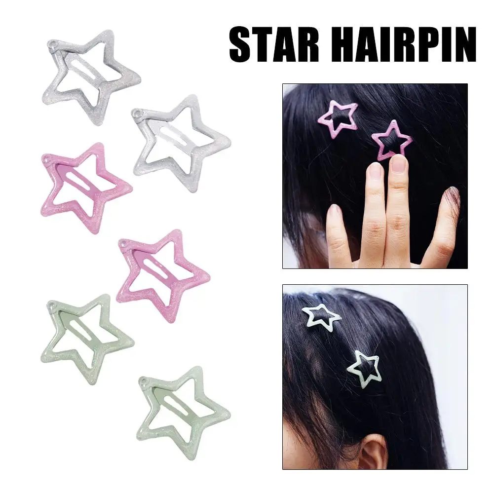 

1pair Silver Star Hairpins For Girls Geometric Stars Hair Clips Alloy Clip Headdress Barrettes Lovely Sweet Kid Hair Access I4i7