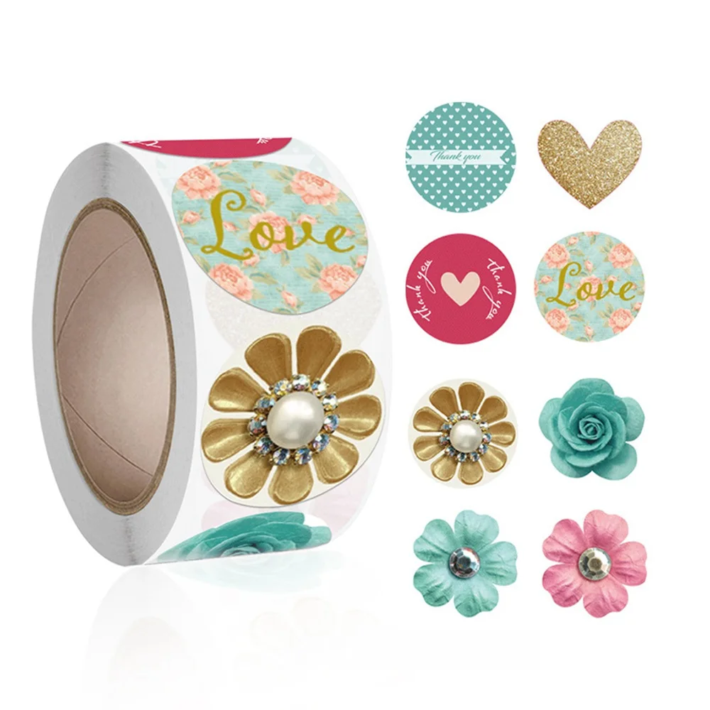 50 500pcs Thank you stickers pearl flower love pattern Party Wedding