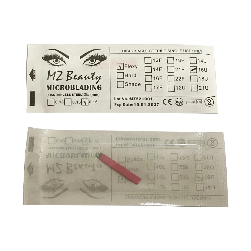 Nano 0.15mm U Shape 16U Microblading Needles For Permanent Makeup Supplies Manual Eyebrow Blades With EXP Date Lot No.Microblade