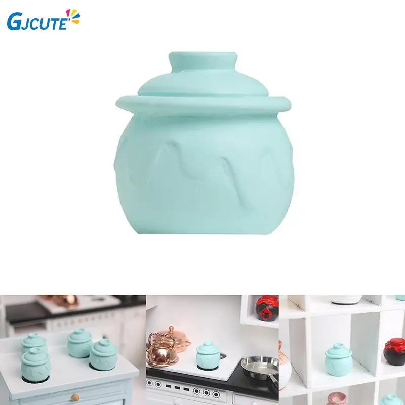 

1Pc Dollhouse Miniature Accessories Mini Soup Pot With Cover Simulation Kitchenware Model Toys For 1/12 1/6 Doll House Toy Decor