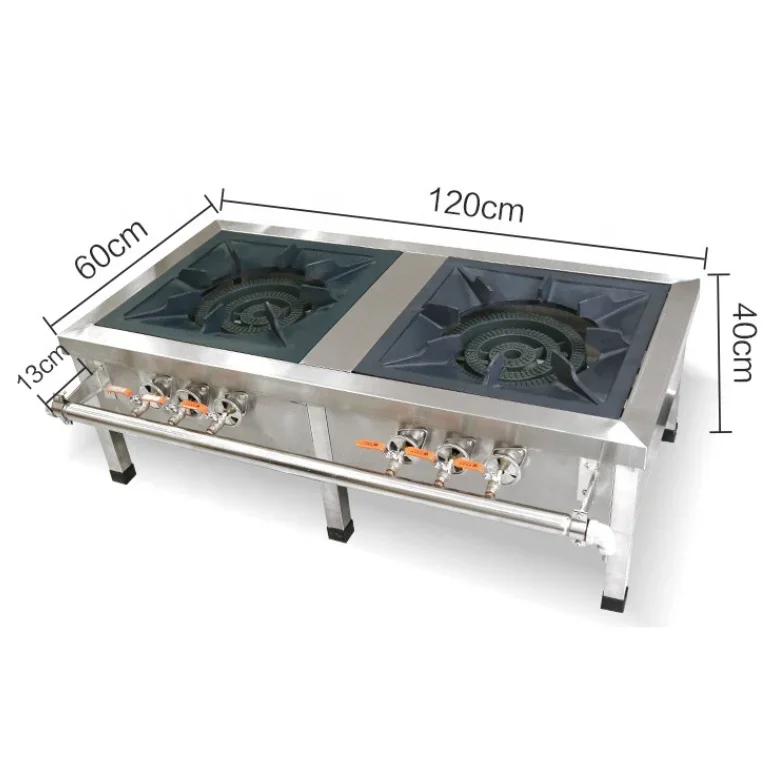 Factory Hot Selling High Quality Assurance Commercial Stainless Steel Iron Burner Gas Stove Double Burners