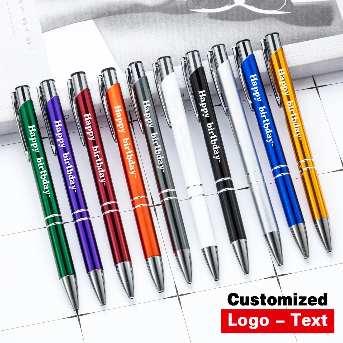 Ballpoint Pen 10-100Pcs/Lot Roller Metal Ballpoint Pen 1.0mm Gift Pens Free Custom Logo