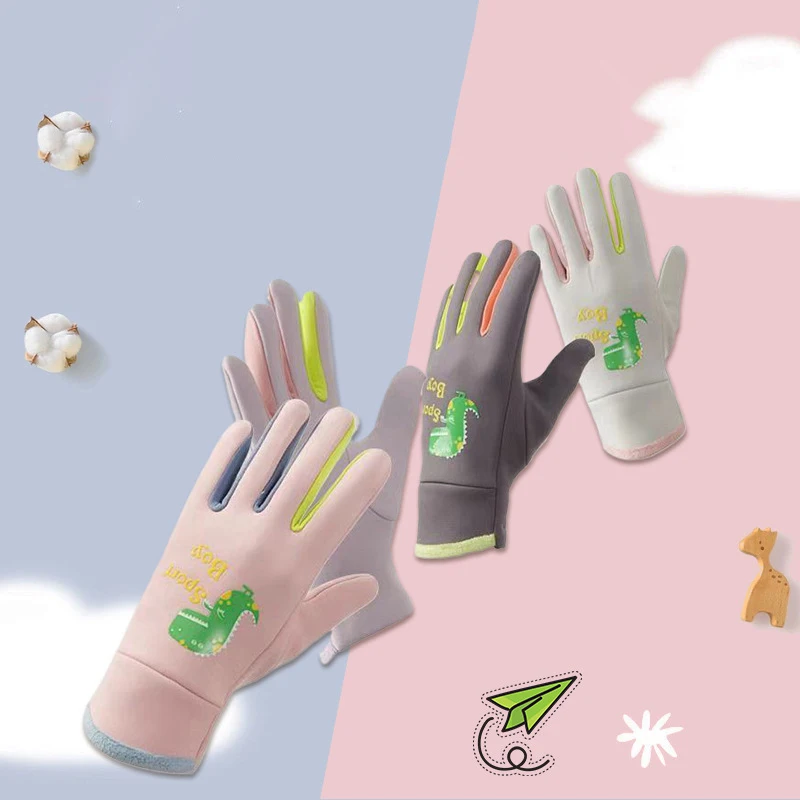 Winter Children's Gloves Cartoon Dinosaur Fluorescence Cycling Kids Warm Sports Skiing Windproof Waterproof Boys Girls Gloves 6