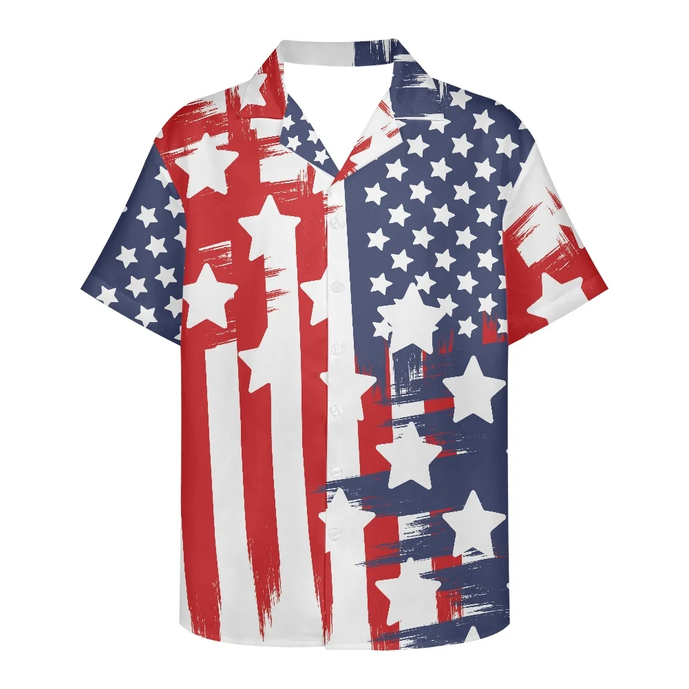 

American Country Flag Print Polyester T Shirt Mans Clothing Brands Eagle Stars Pattern Summer Short Sleeve Leisure Shirt Custom