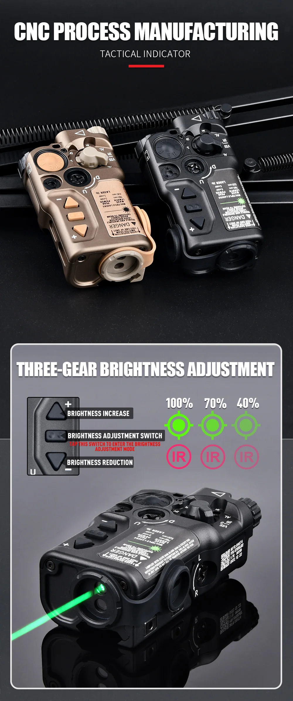 Wadsn Metal RAID-X Sight Red Green Blue IR Laser Strobe Tactical