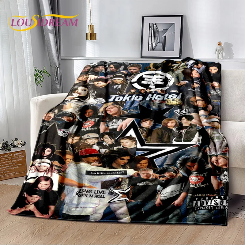 Tokio Hotel 록 밴드 Bill Kaulitz 담요, 플란넬 부드러운 던지기 담요 홈 침실 침대 소파 피크닉 사무실 하이킹 레저 낮잠