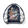 Fashion Heavy Industry Jacket With Anime Embroidery High Streetwear Harajuku Coat Embroidered Hip Hop Outerwear 3