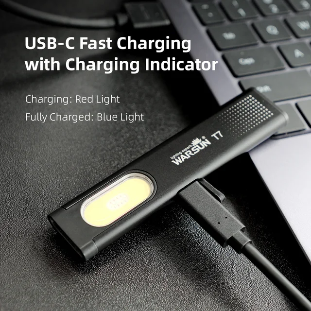 Warsun LED Keychain Flashlight USB-C Rechargeable 600Lm Portable Mini Torch Light Pocket Lantern Flood Work Light With Magnet 5