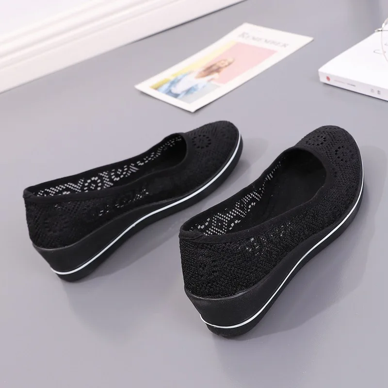 White Lace Hollow Breathable Little White Shoes Flat Mid Wedge Heel Women's Summer Beauty Shoes Size 34-41 White Sneakers Women 5