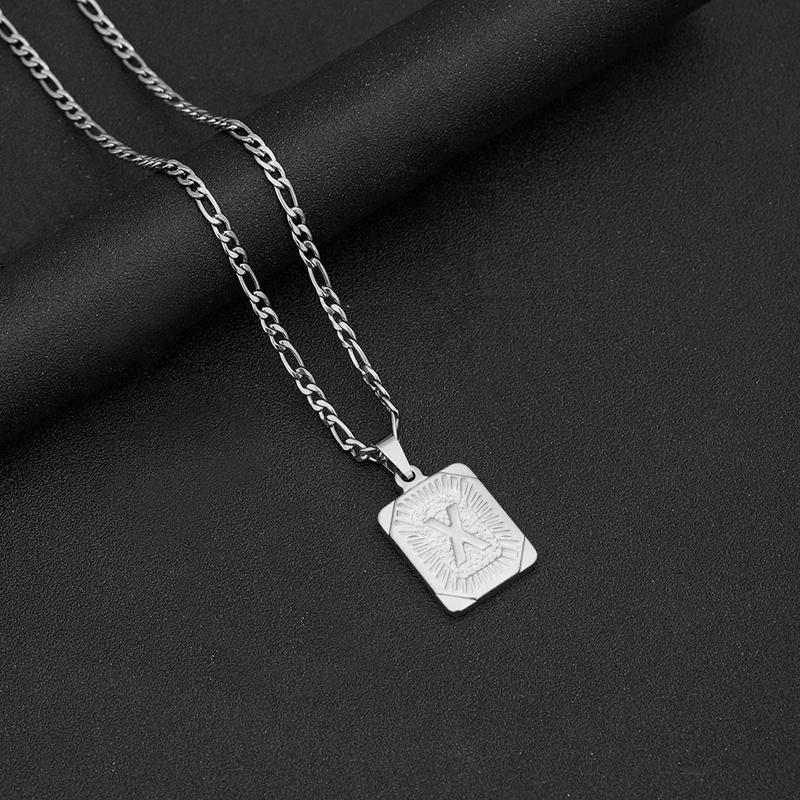 Collana Ciondolo Lettera Collana Con Ciondolo Lettera Iniziale Placcata Argento - Catena A Maglie Cubo In Acciaio Inox, Lunghezza 16-22 Pollici Love Letter Gioco - Foto 11