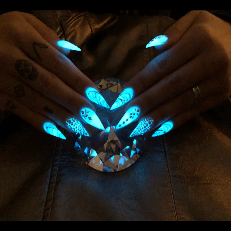 야광 형광 네일 글리터 파우더, 아크릴 수지 파우더, 네일 아트 디자인용 형광 네온 효과 안료