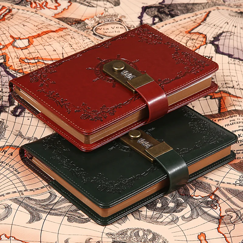 

Книга с кодом для школьников, книга с кодом для учеников, литературный ретро дневник с замком, винтажный блокнот