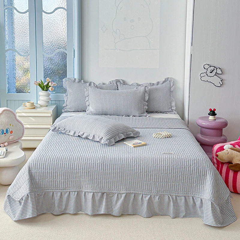 Bonenjoy Bedspread Plaid Style Bed Cover Soft Bed Linen Thicken Bedsheet Mattress Protector покрывало на кровать (No Pillowcase)