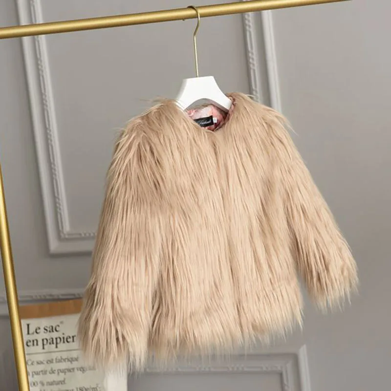 Winter Girls Faux Fur Coat Cotton Padded Thicking Baby Girls Jacket Fur Baby Girl Clothes Warm Winter Parka Outerwear