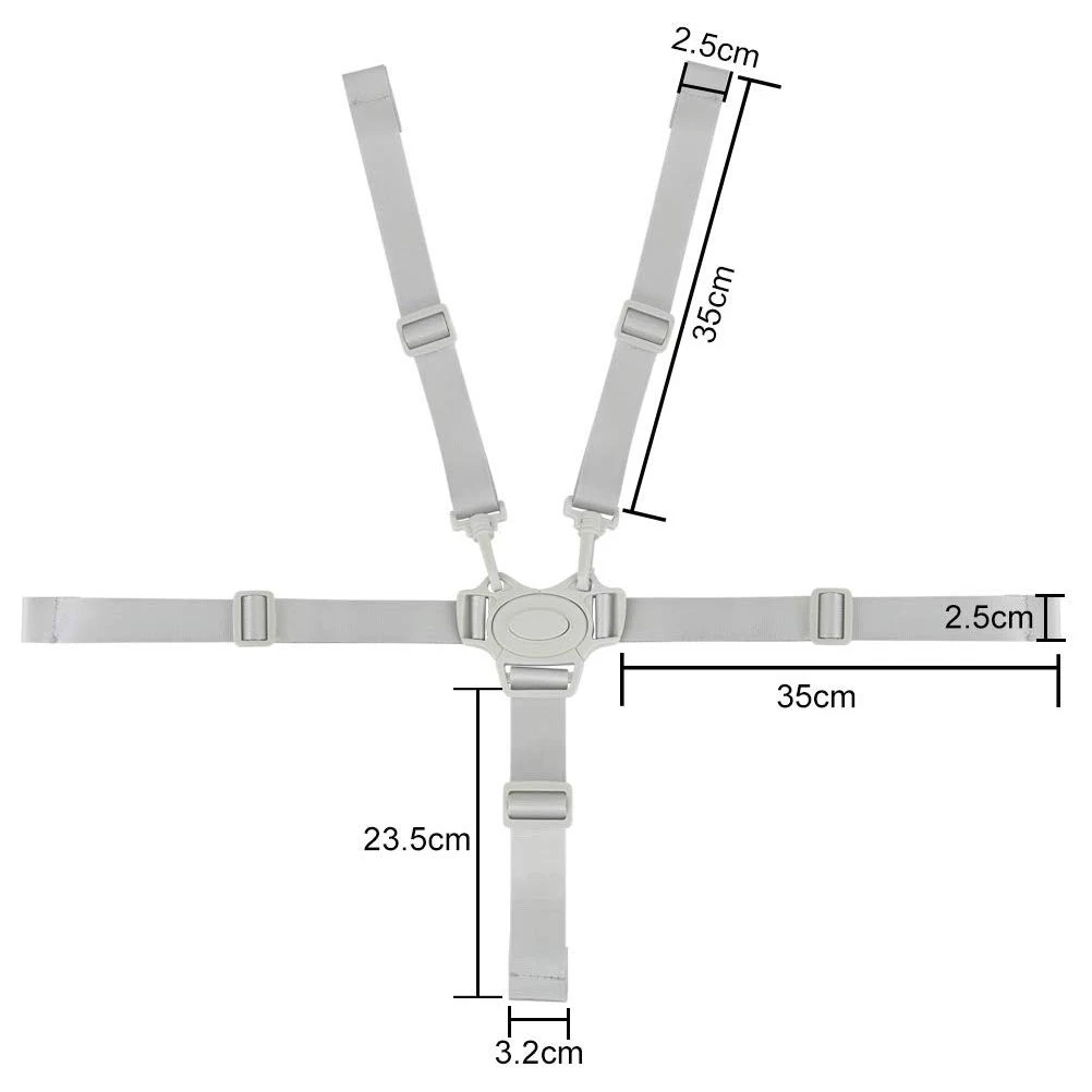 Cintura Di Sicurezza Universale 5 Punti Regolabile Per Seggioloni E Passeggini - Imbracatura Nylon 600D - Adatta 6-36 Mesi