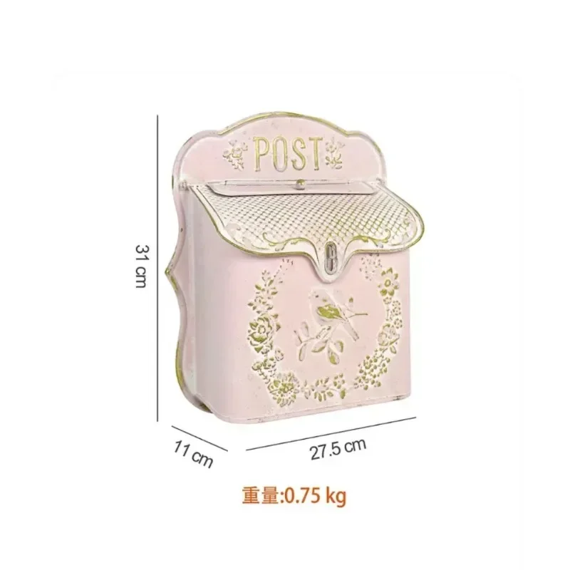 New European Style Metal Wrought Iron Wall Mailbox Three-dimensional Relief Mailbox Outdoor Vintage Outside Garden Decoration