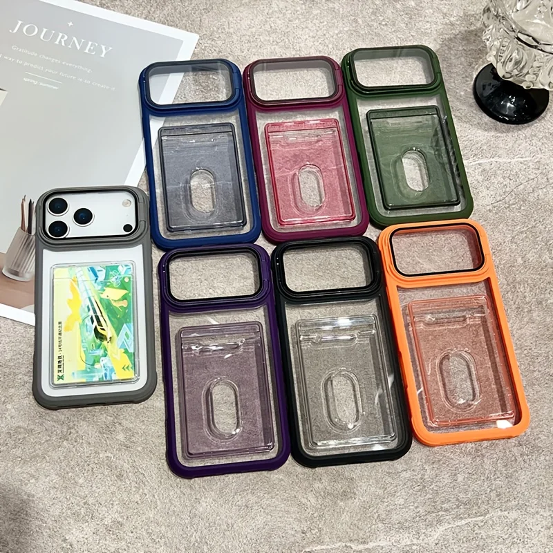 Luxury Clear Wallet Case with Card Holder and Foldable Stand - Shockproof Design