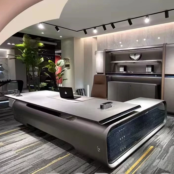 Exhibition Popular Modern Wooden Executive Desk L-shaped Luxury Desk (for Ceos) Foshan Factory