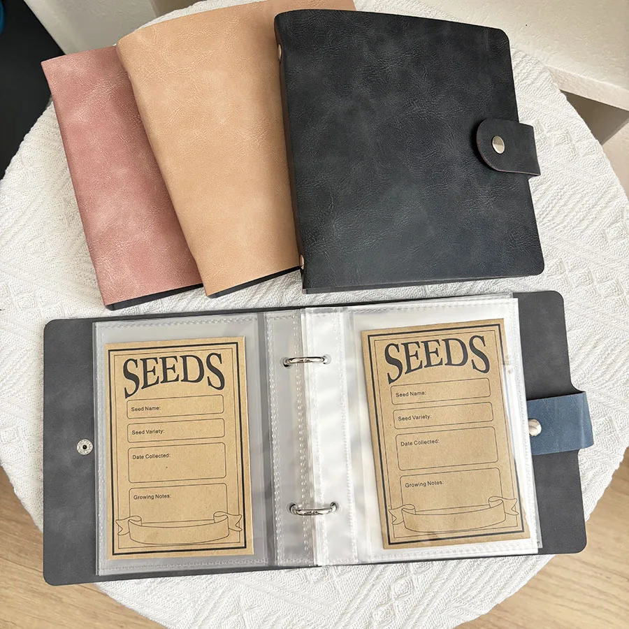 Deluxe Loose Leaf Seed Storage Album with PU Leather Cover and 50 Pockets