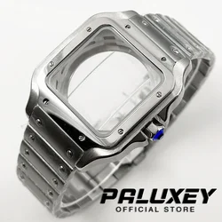 38mm Square Stainless Steel Watch Case - Premium Santos Modification Parts (Case With Bracelet)