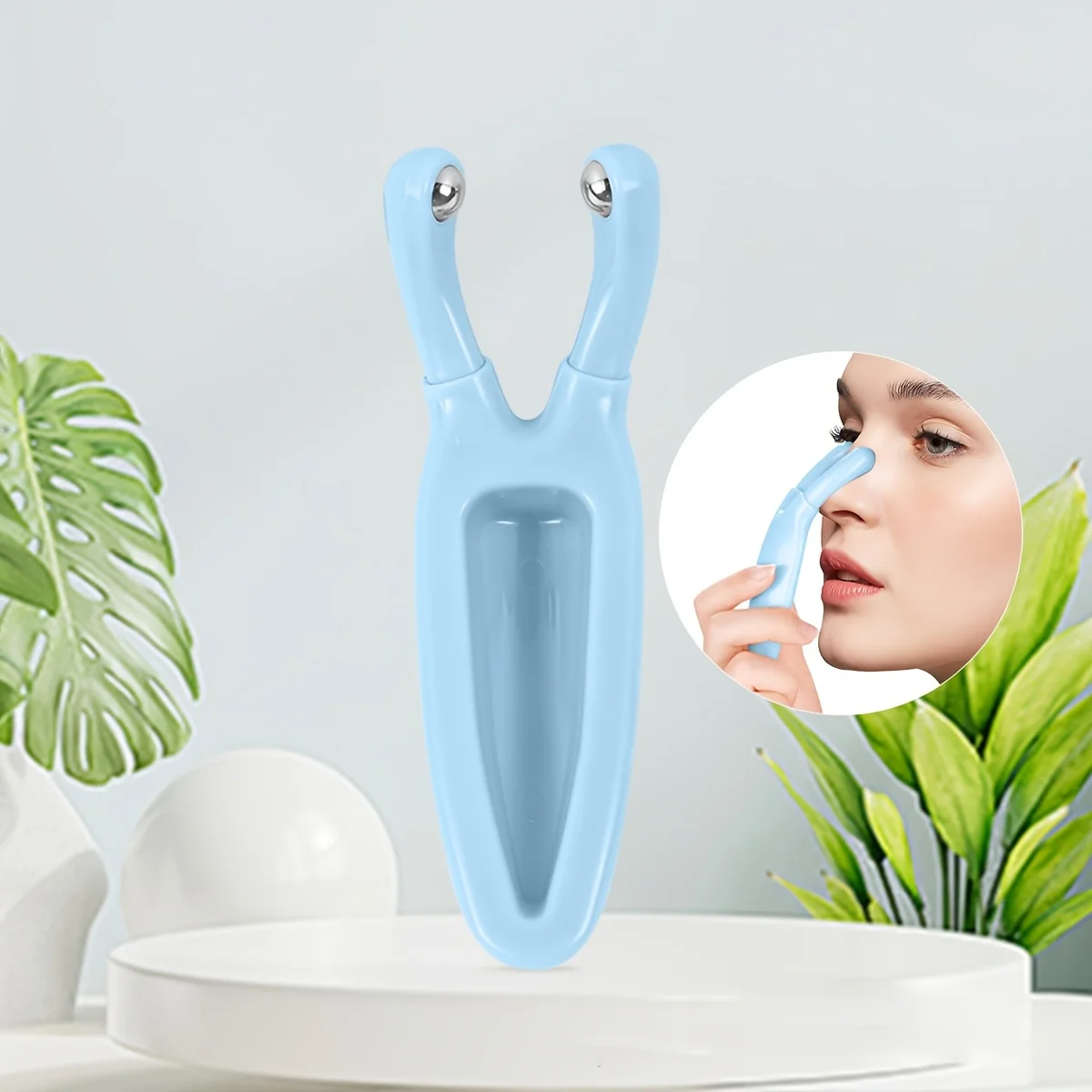 1pc Y-Shaped Nose Face Massager, Hypoallergenic Plastic Manual Lift Tool for Eye Neck Care, Home Travel Beauty Relaxation Gift